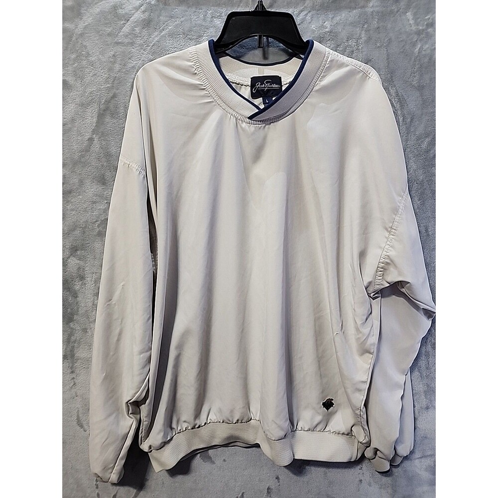 Vintage Jack Nicklaus Mens Large Golf Pullover Windbreaker Beige Golden Bear